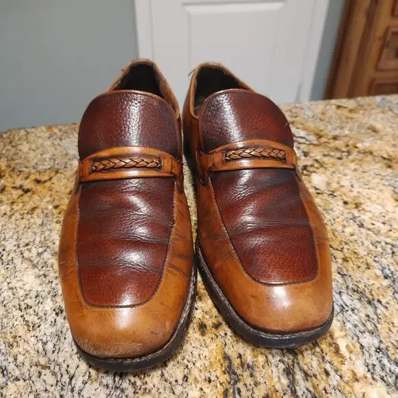 Vintage Nunn Bush Brown Leather Loafers Size 8 1/2 EEE ID 944100